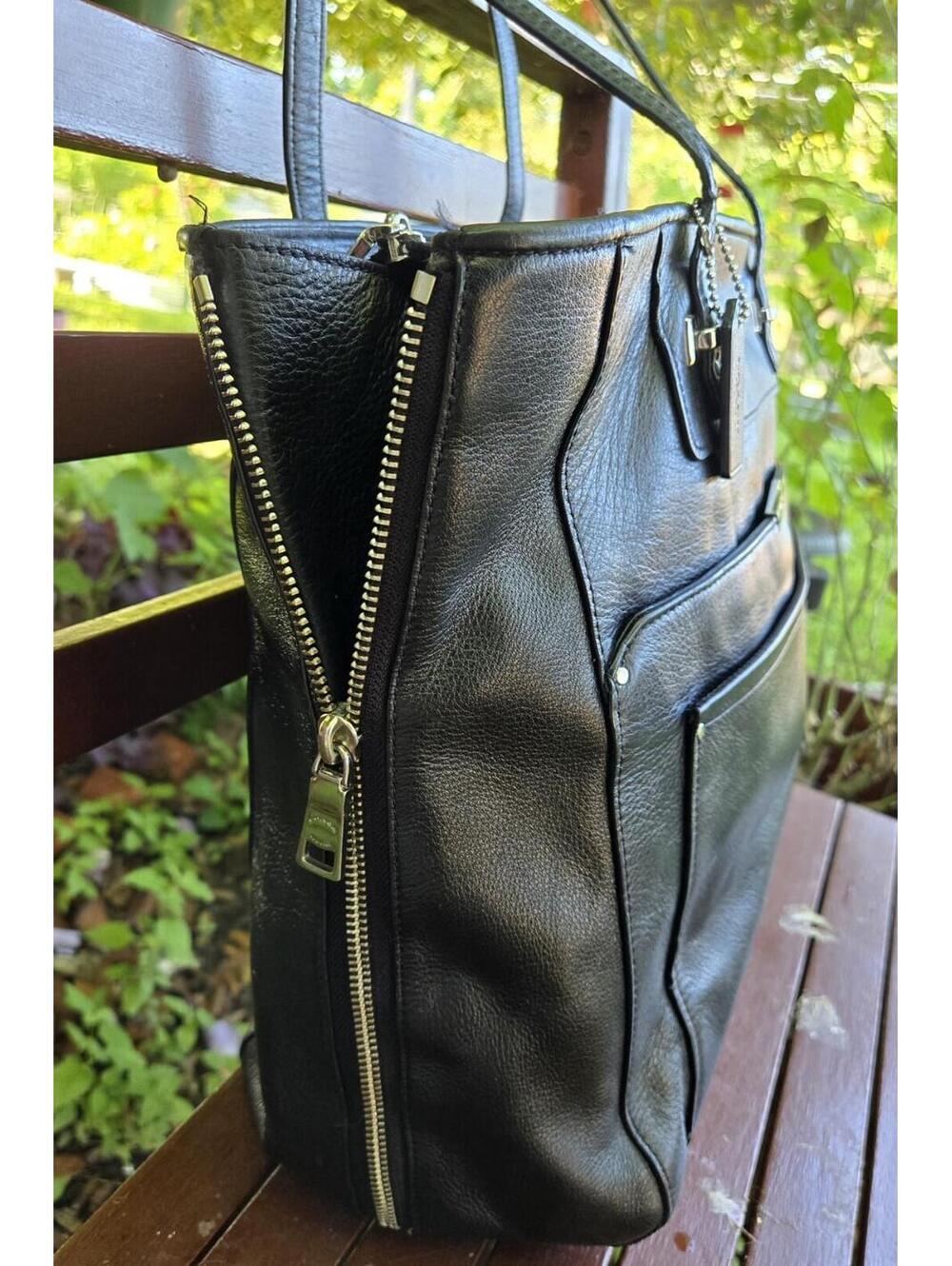 Coach Taylor 32824 Black Leather Tote Shoulder Bag Satchel - Picture 5 of 9